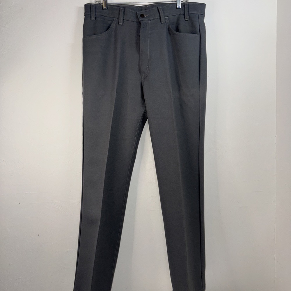 Vintage Levi's 517 Grey Dacron Polyester Bootcut Pants Men's Cowboy Formal 38x32